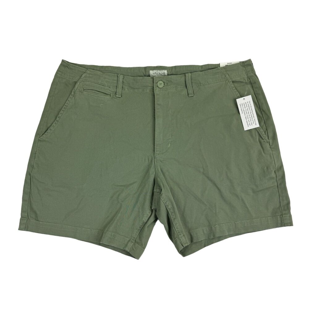 Sun + Stone Mens Flat Front 7" Chino Shorts Artichoke Green 38